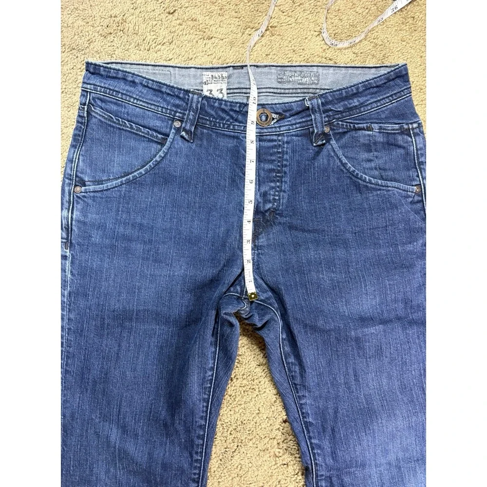 Volcom Nova Jean Men 33 Blue Denim Button Fly Straight Leg Skater Casual